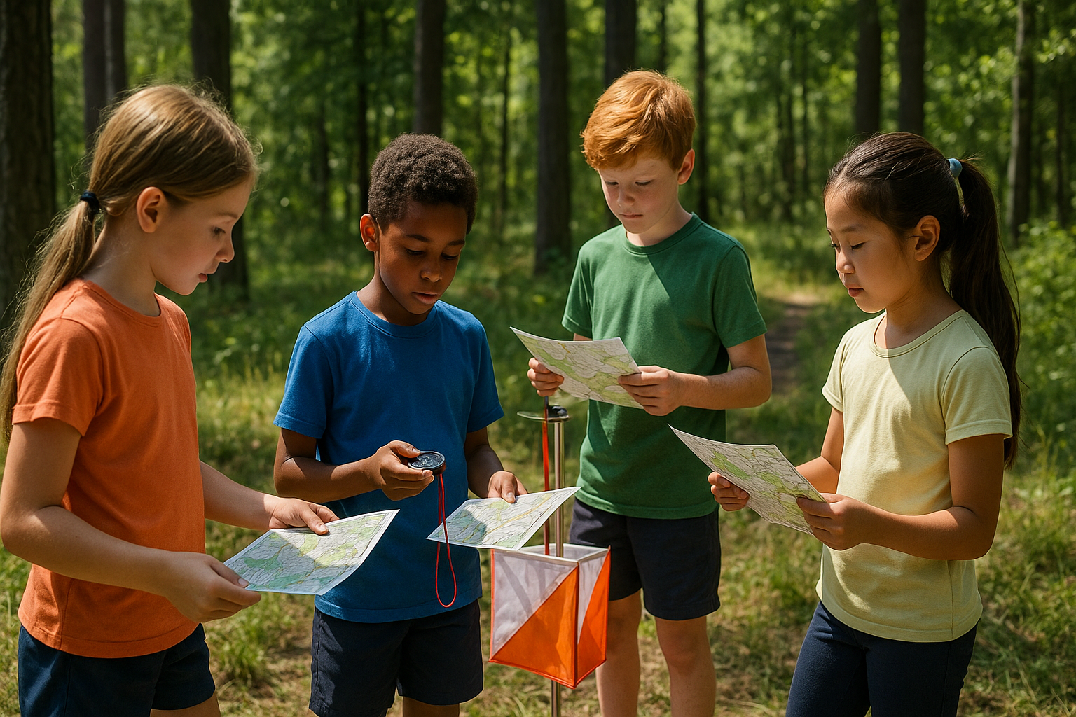 Course d'orientation en forêt
